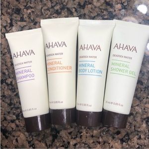 Ahava Dead Sea Minerals Deluxe Travel 4 pc travel Shsmpoo Conditioner Lotion gel